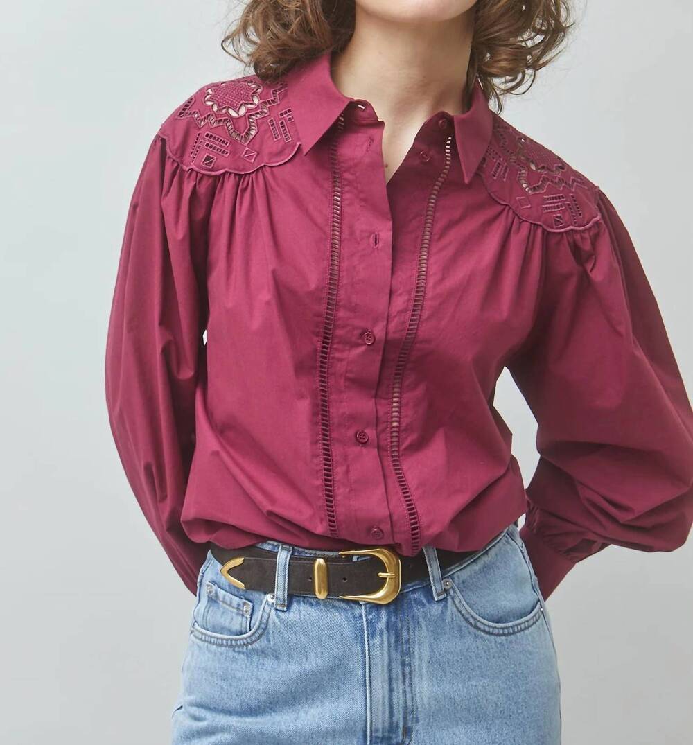 NEW SUNCOO lucky long sleeve top in bourgogne
